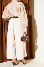 Oversize Paçalı Bel Lastikli Pantolon