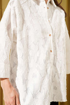 Oversized Half Sleeve Floral Embossed Shirt
