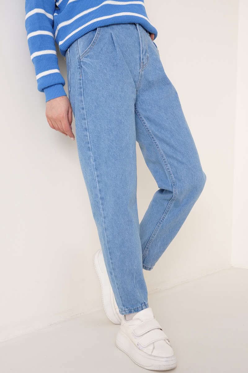 Paça Pensli Jean Pantolon Açık Mavi
