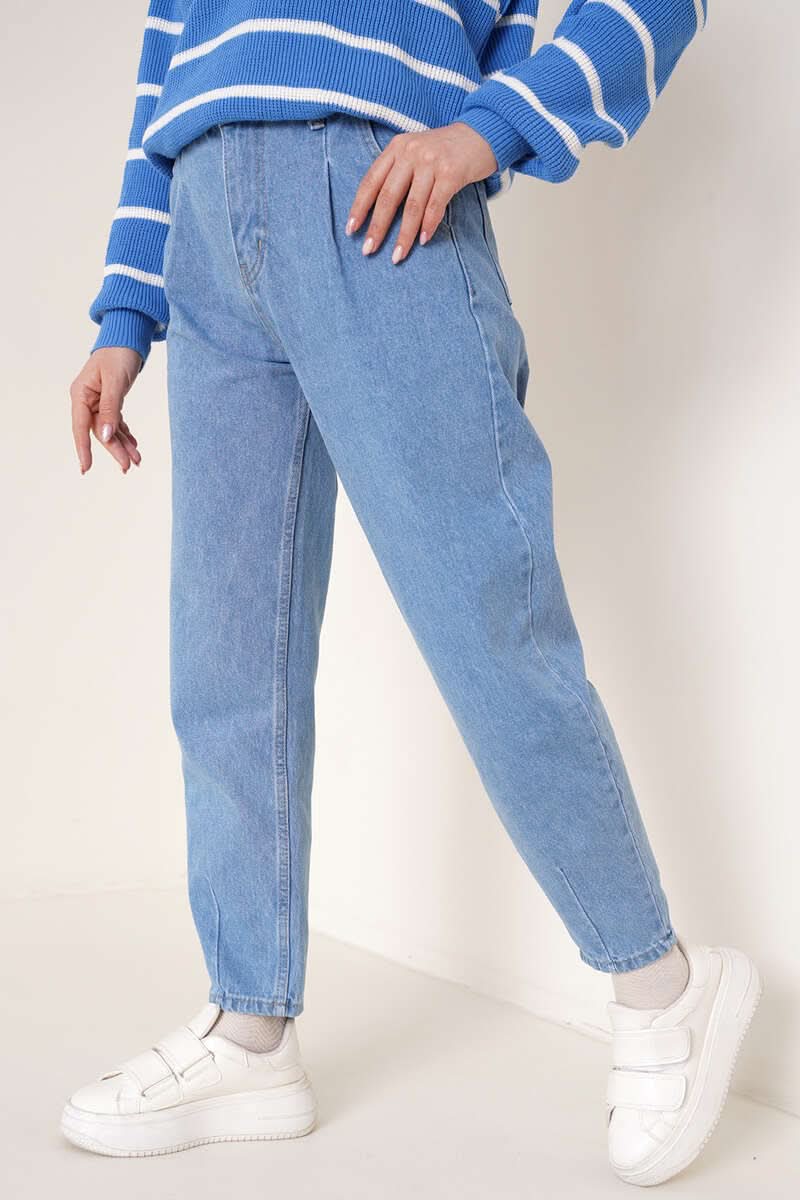 Paça Pensli Jean Pantolon Açık Mavi