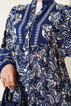Paisley Desen Düğmeli Elbise