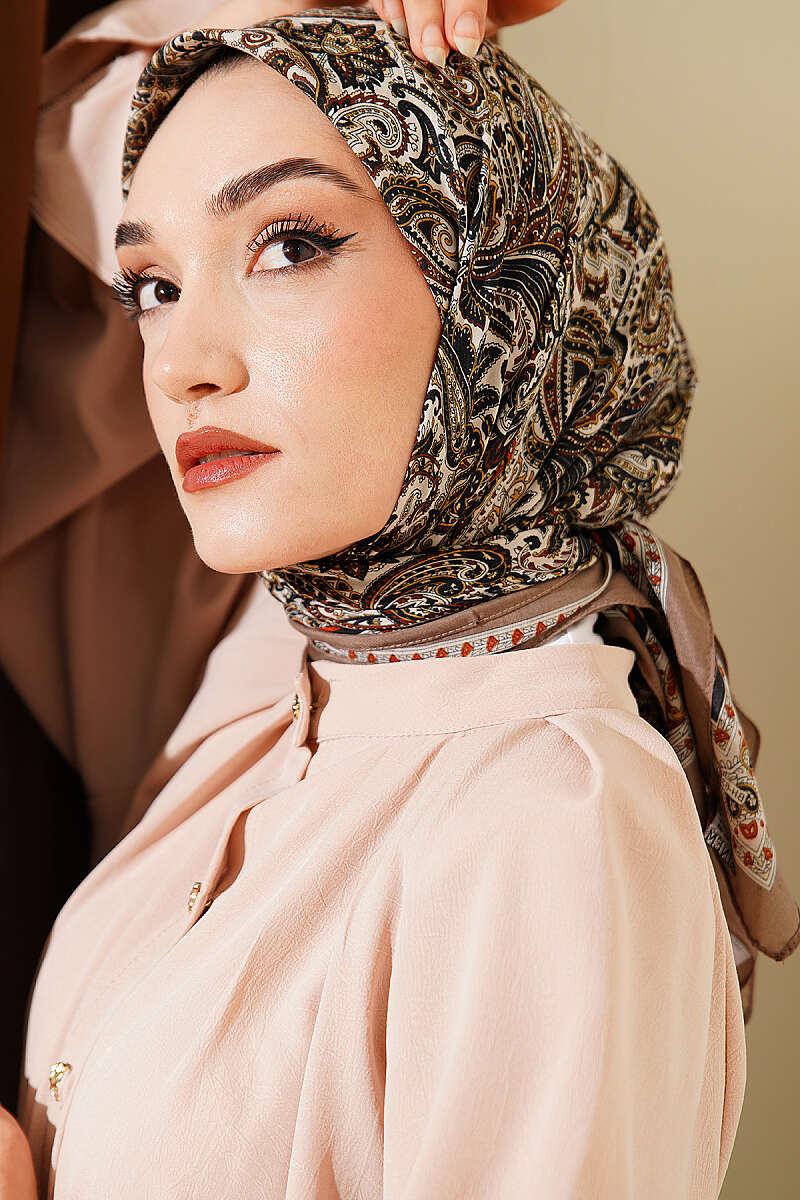 Paisley Desen Elegance Eşarp Açık Vizon