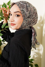 Paisley Desen Elegance Eşarp Gri