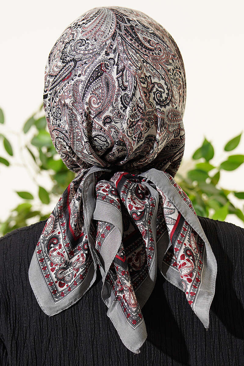 Paisley Desen Elegance Eşarp Gri