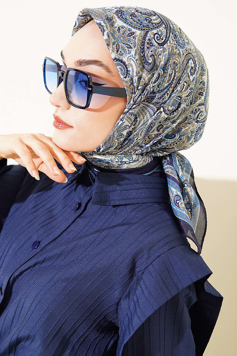 Paisley Desen Elegance Eşarp İndigo