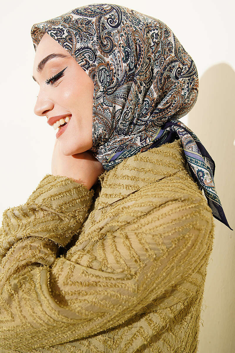 Paisley Desen Elegance Eşarp Lacivert