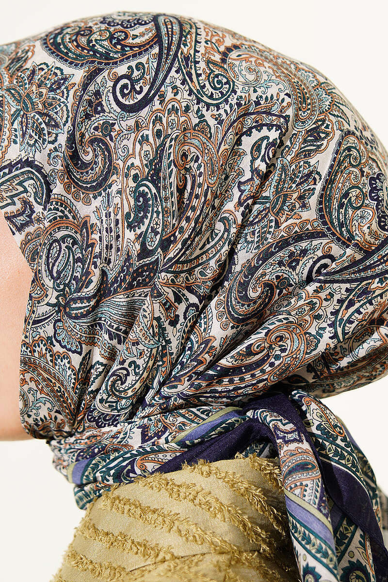 Paisley Desen Elegance Eşarp Lacivert
