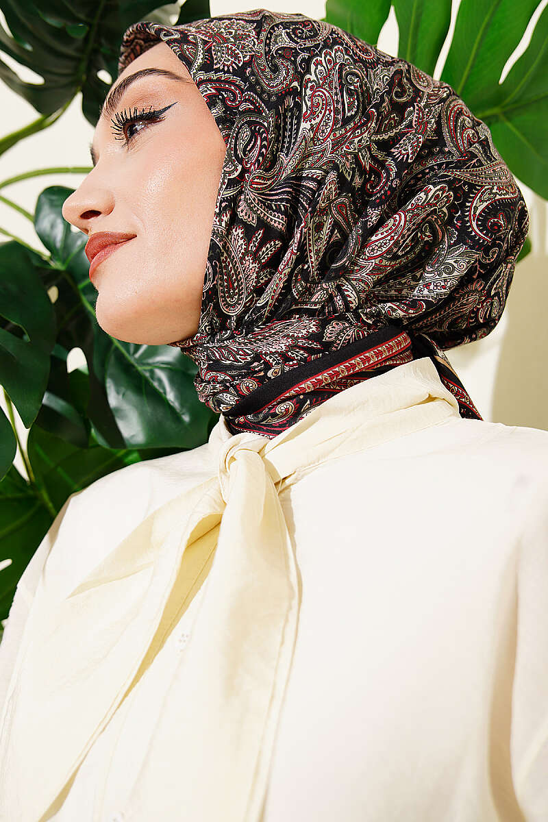 Paisley Desen Elegance Eşarp Siyah
