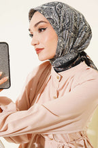 Paisley Desen Elegance Eşarp Siyah Ekru