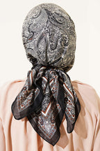 Paisley Desen Elegance Eşarp Siyah Ekru