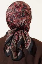 Paisley Desen Elegance Eşarp Siyah Kırmızı