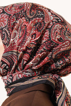 Paisley Desen Elegance Eşarp Siyah Kırmızı