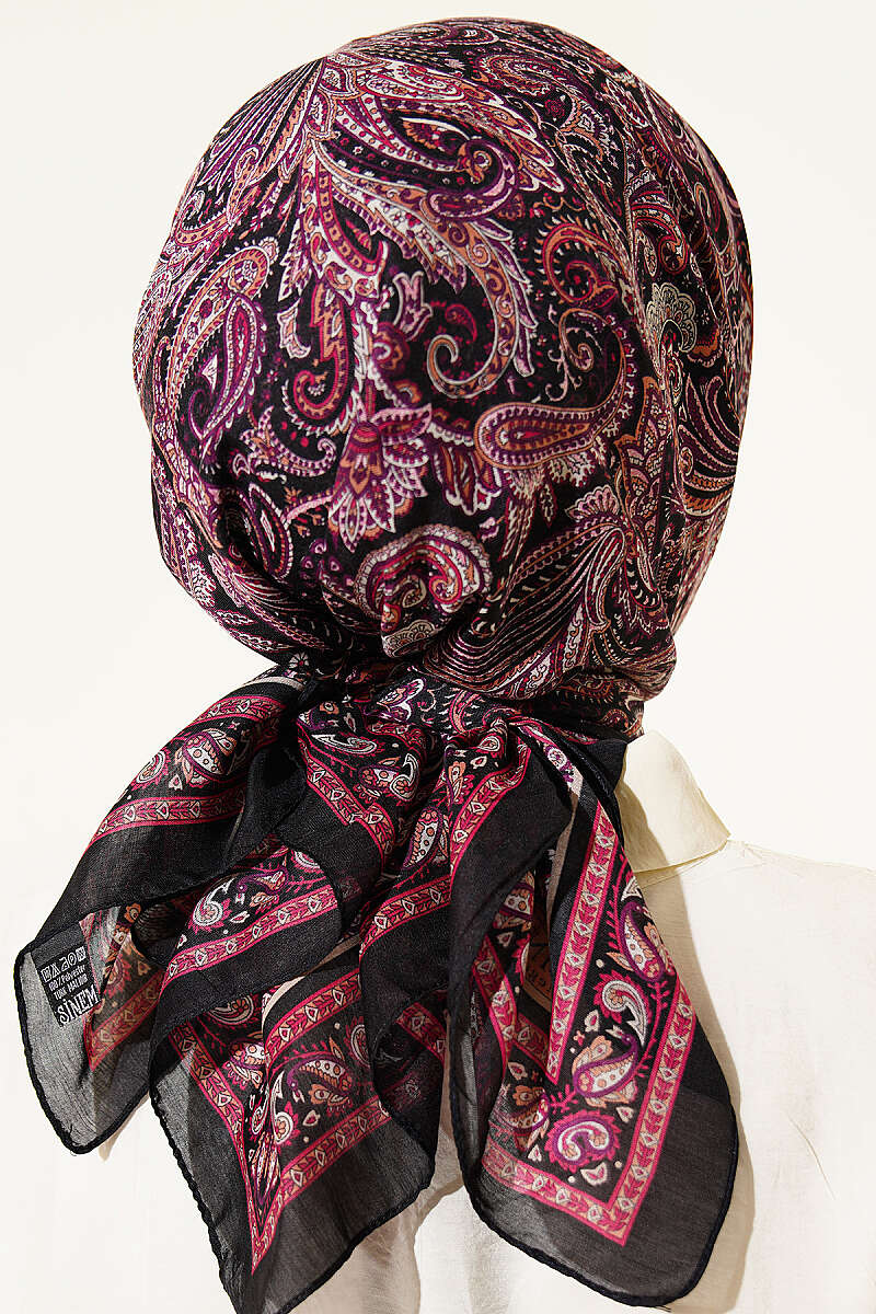 Paisley Desen Elegance Eşarp Siyah Mor
