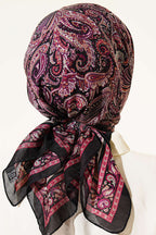 Paisley Desen Elegance Eşarp Siyah Mor