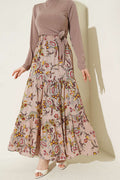 Paisley Desen Katlı Viskon Etek