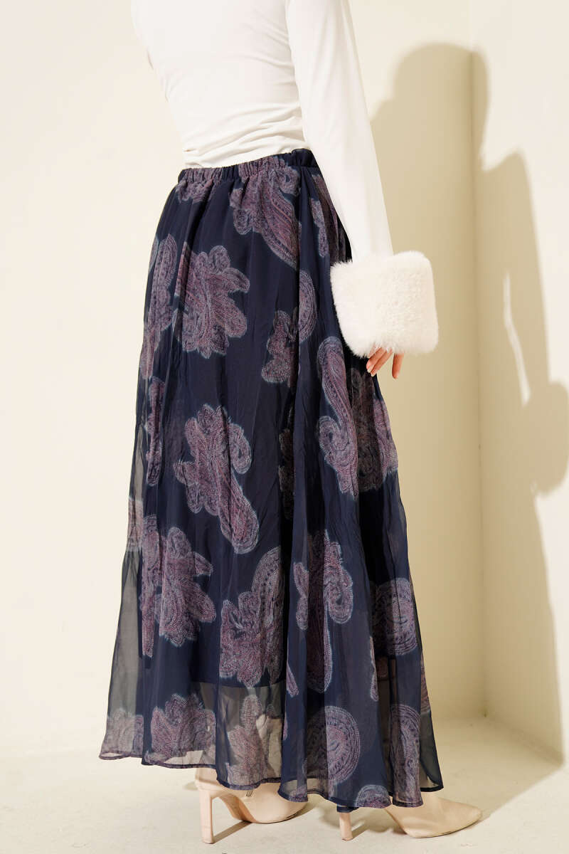 Paisley Desen Şifon Etek