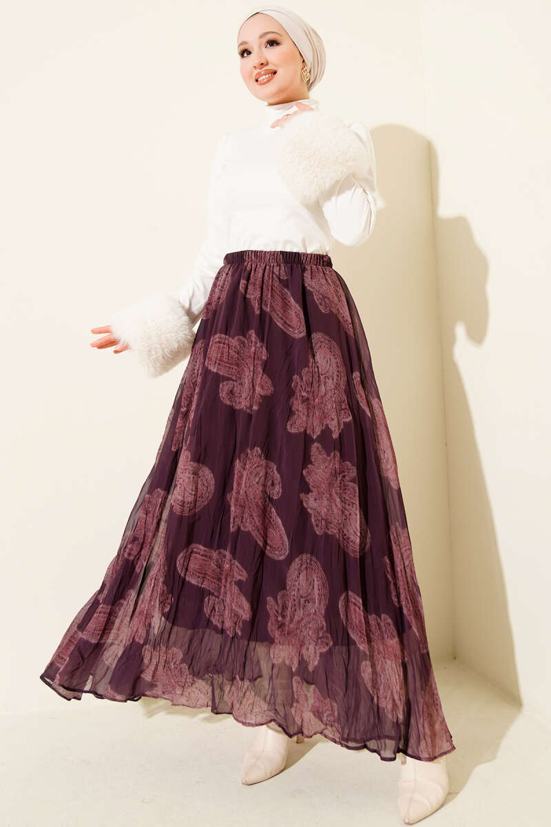 Paisley Desen Şifon Etek