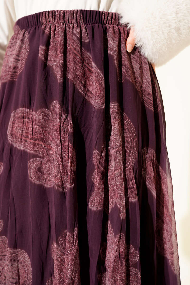 Paisley Desen Şifon Etek