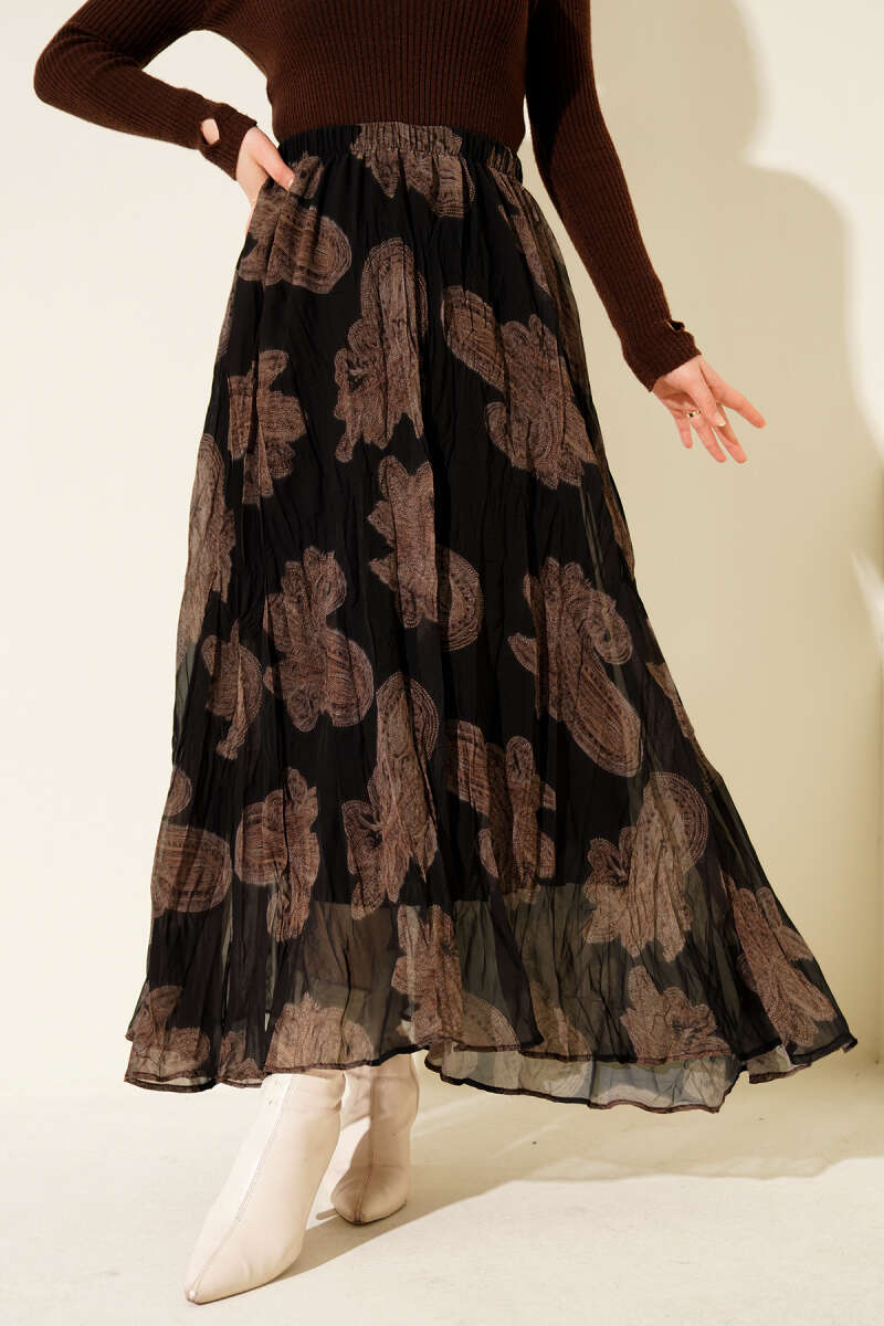 Paisley Desen Şifon Etek