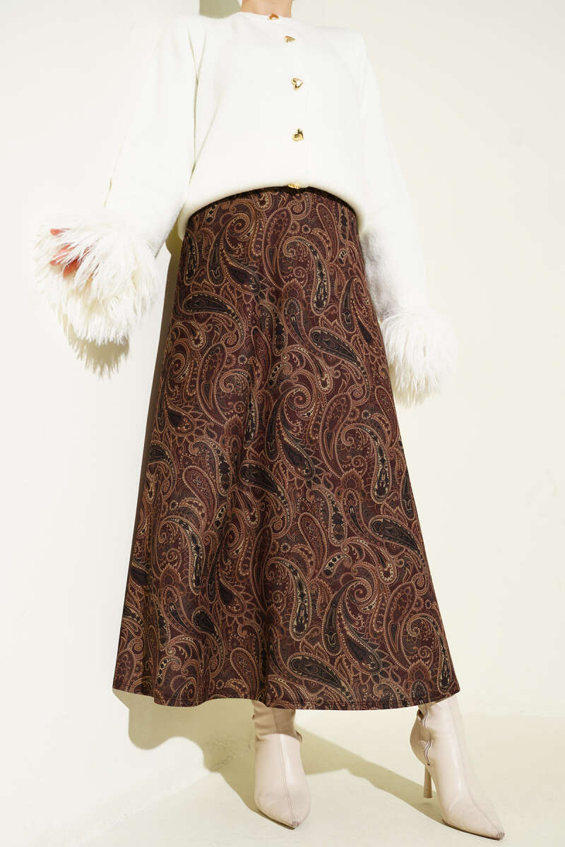 Paisley Desenli Kloş Etek