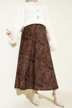 Paisley Desenli Kloş Etek