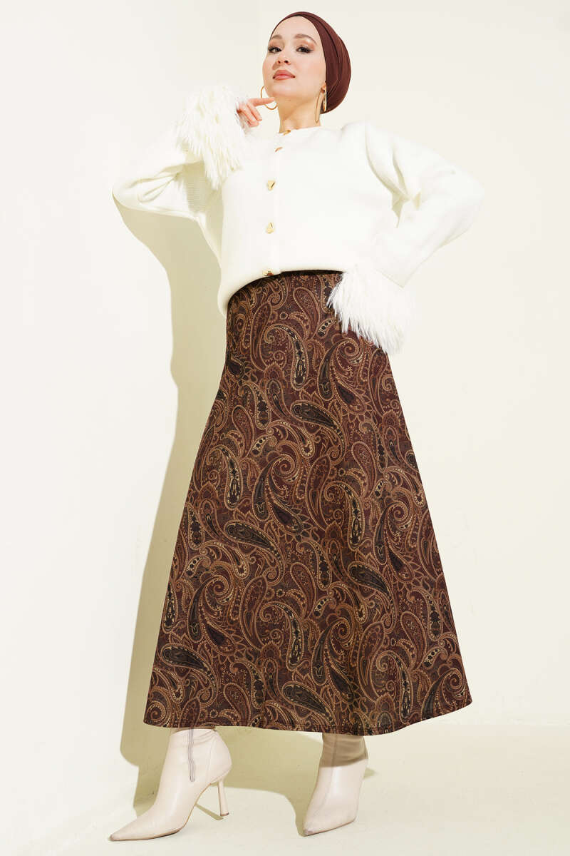 Paisley Desenli Kloş Etek