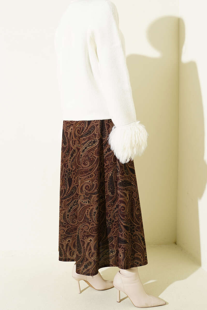 Paisley Desenli Kloş Etek