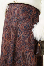 Paisley Desenli Kloş Etek Lacivert