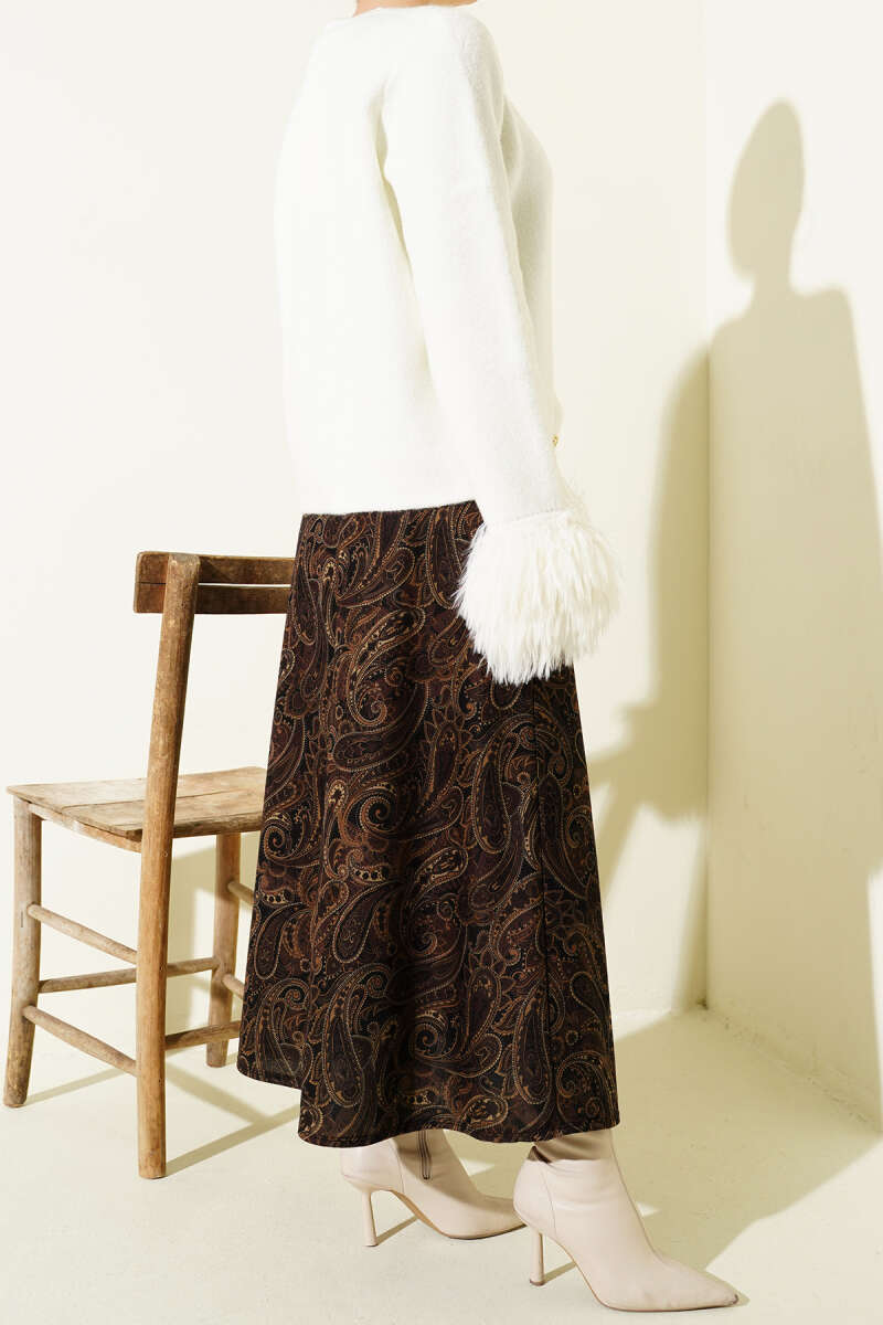 Paisley Desenli Kloş Etek