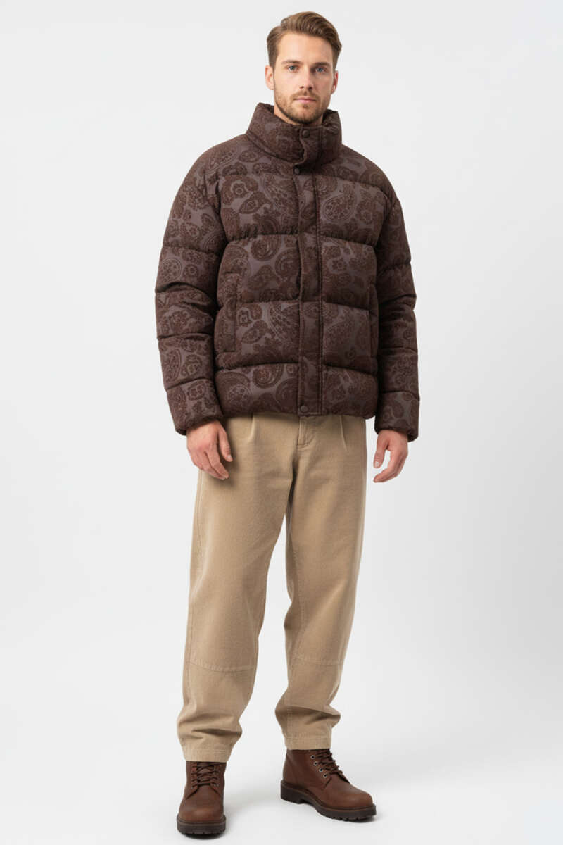 Paisley Desenli Şişme Erkek Mont