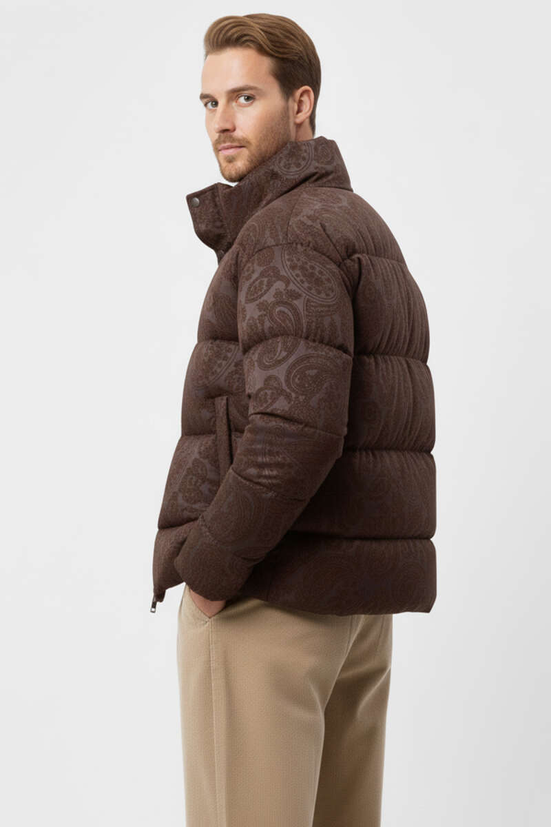 Paisley Desenli Şişme Erkek Mont