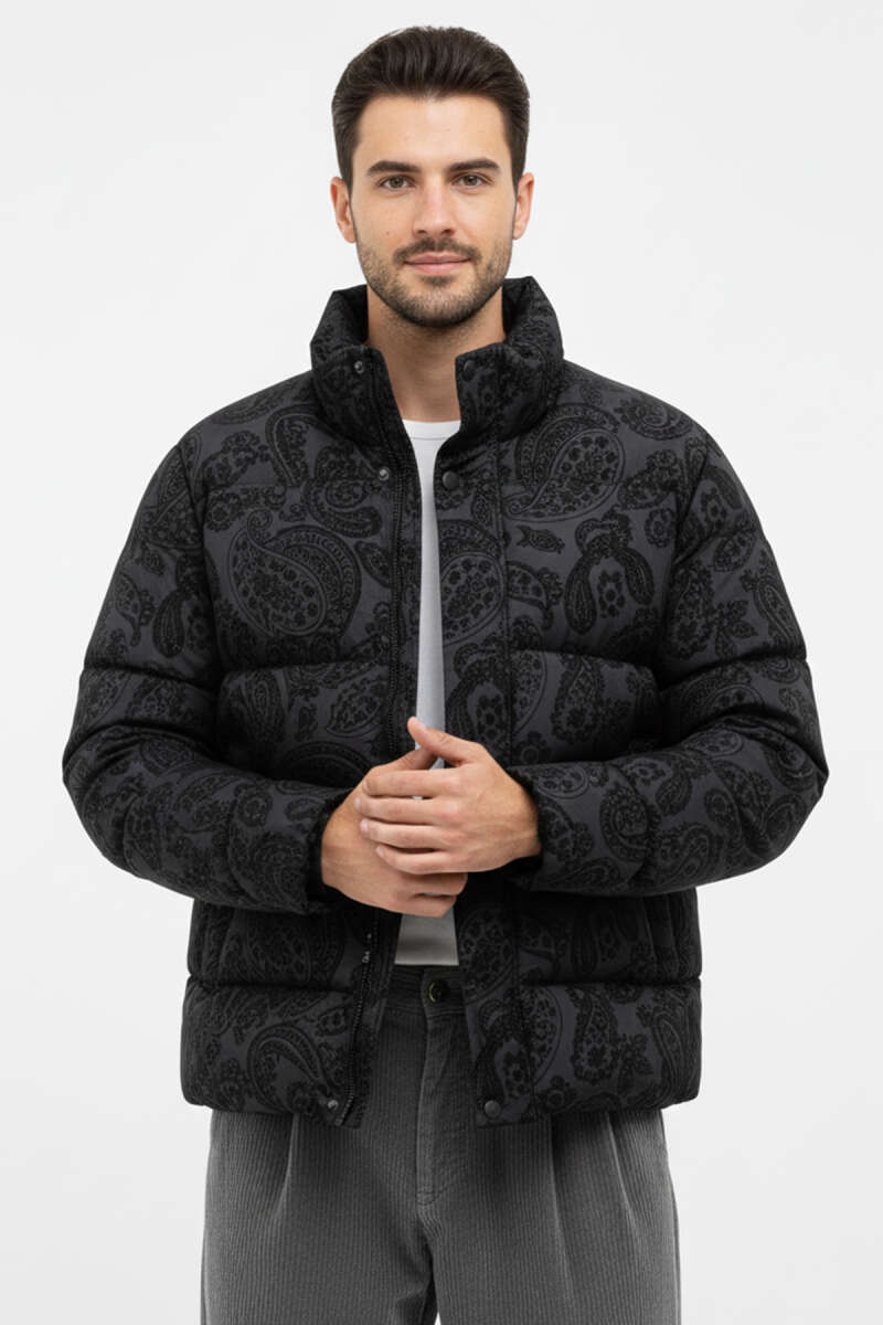 Paisley Desenli Şişme Erkek Mont
