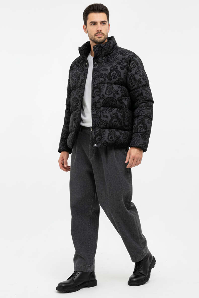Paisley Desenli Şişme Erkek Mont