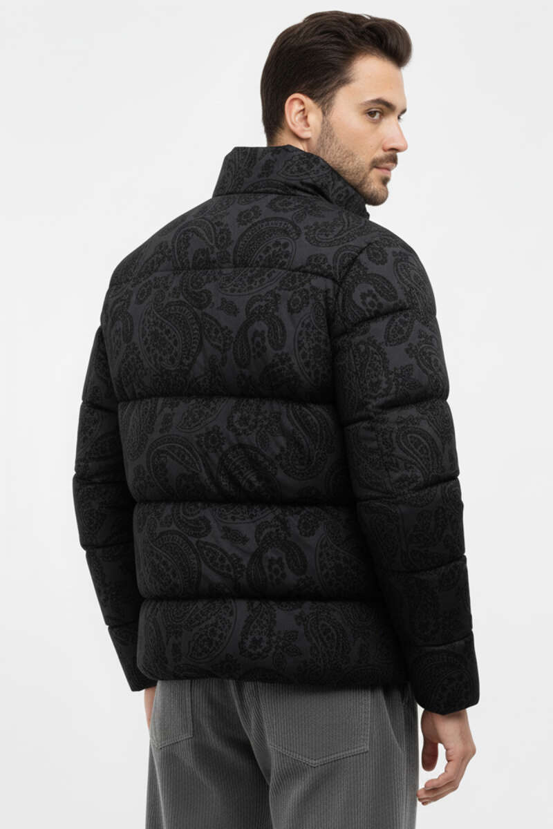 Paisley Desenli Şişme Erkek Mont