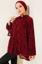 Paisley Desenli Tül Gömlek