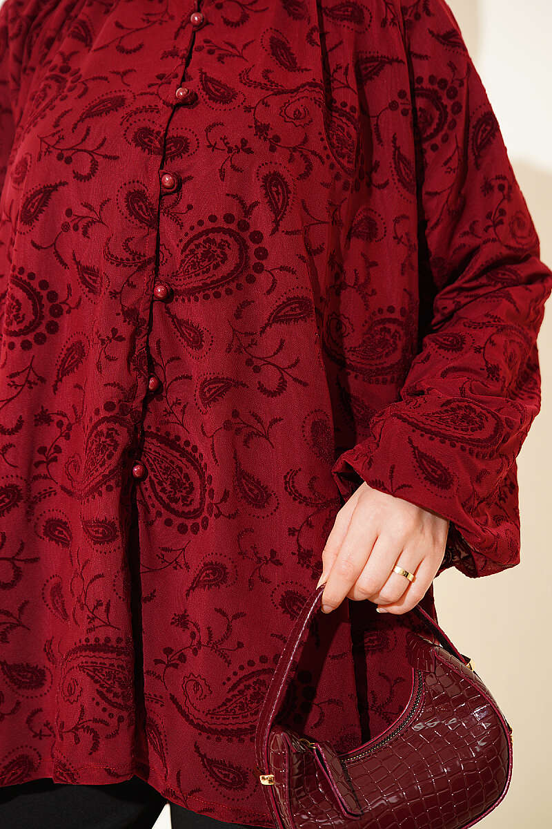 Paisley Desenli Tül Gömlek