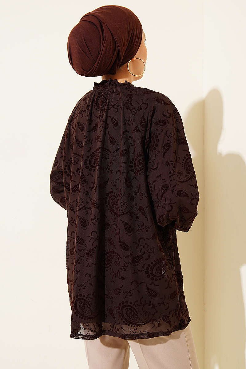 Paisley Desenli Tül Gömlek