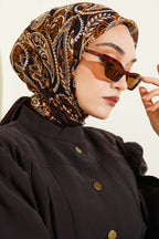 Paisley Flamu Cotton Eşarp Acı Kahve