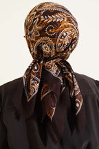 Paisley Flamu Cotton Eşarp Acı Kahve