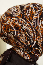 Paisley Flamu Cotton Eşarp Acı Kahve
