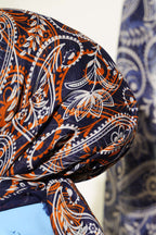 Paisley Flamu Cotton Eşarp Lacivert