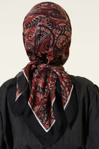 Paisley Flamu Cotton Eşarp Siyah
