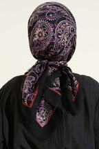 Paisley Flamu Cotton Eşarp Siyah Lila