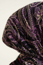 Paisley Flamu Cotton Eşarp Siyah Lila