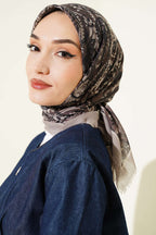 Paisley Flamu Cotton Eşarp Taş Gri