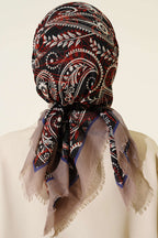 Paisley Flamu Cotton Eşarp Vizon