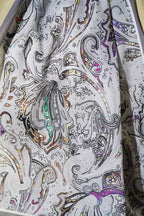 Paisley İşlemeli Soft Şal Gri