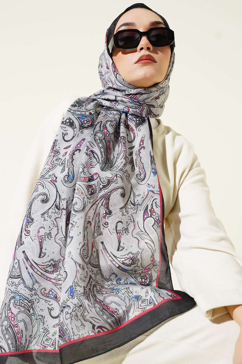 Paisley İşlemeli Soft Şal