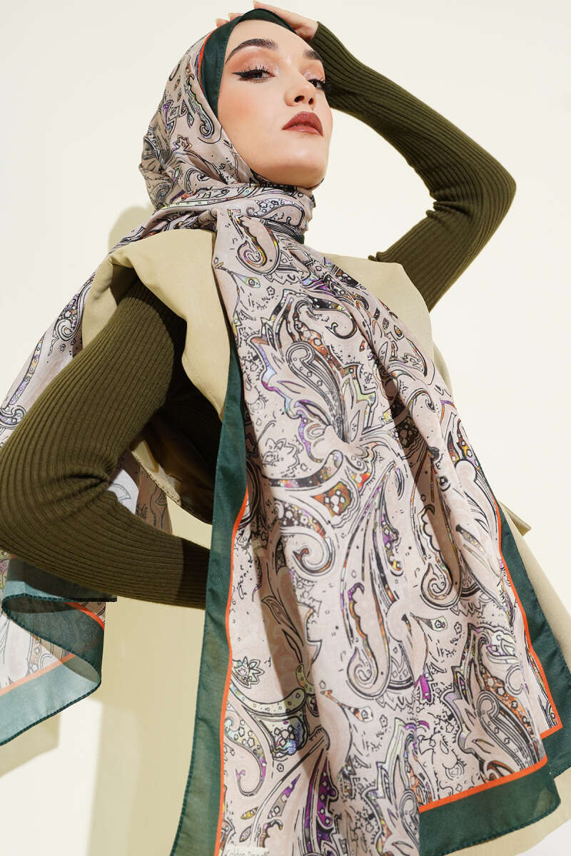 Paisley İşlemeli Soft Şal