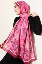 Paisley Motifli Soft Şal Fuşya